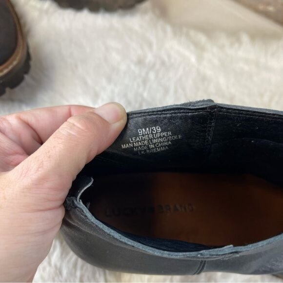 Lucky Brand Black Leather Ankle Bootie Boots Sz 9 - Picture 9 of 10